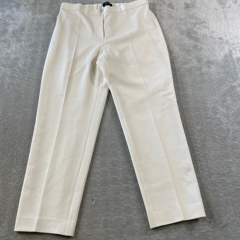Theory Treeca Pull On Admiral Crepe Pants Womens 8 Cream Off White Office Career